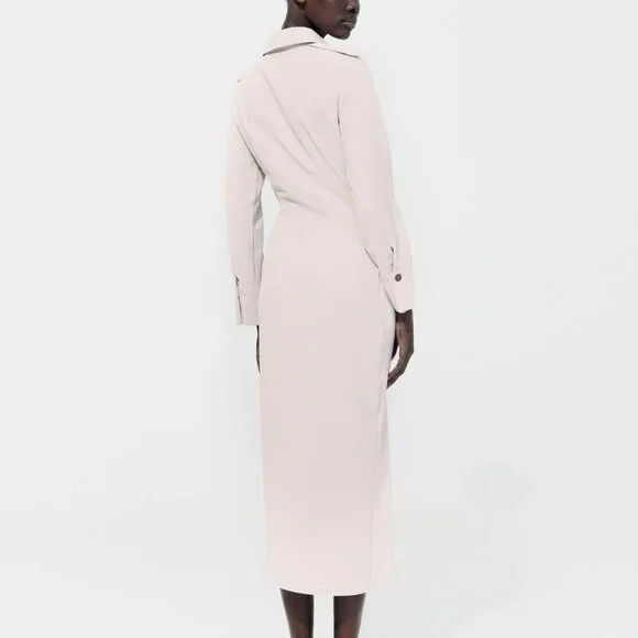 Zara DRAPED WAIST MIDI DRESS - Picture 3 of 9